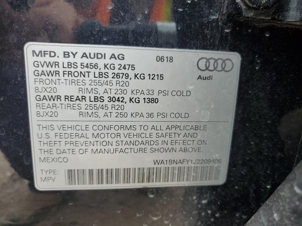 WA1BNAFY1J2209406 2018 Audi Q5 Premium Plus