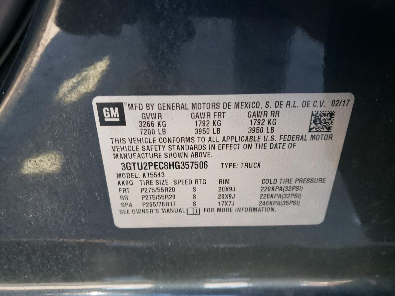 3GTU2PEC8HG357506 2017 GMC Sierra K1500 Denali