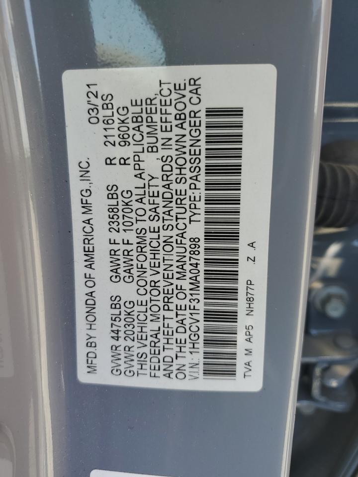 1HGCV1F31MA047898 2021 Honda Accord Sport