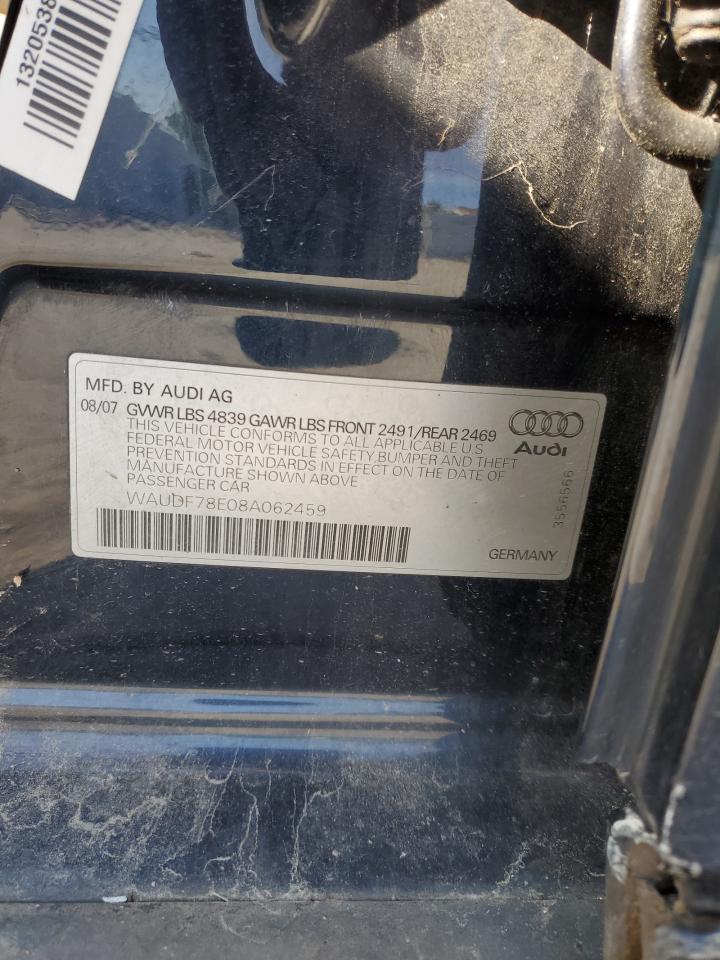 WAUDF78E08A062459 2008 Audi A4 2.0T Quattro