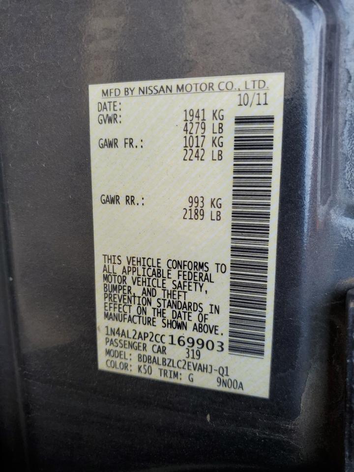 1N4AL2AP2CC169903 2012 Nissan Altima Base