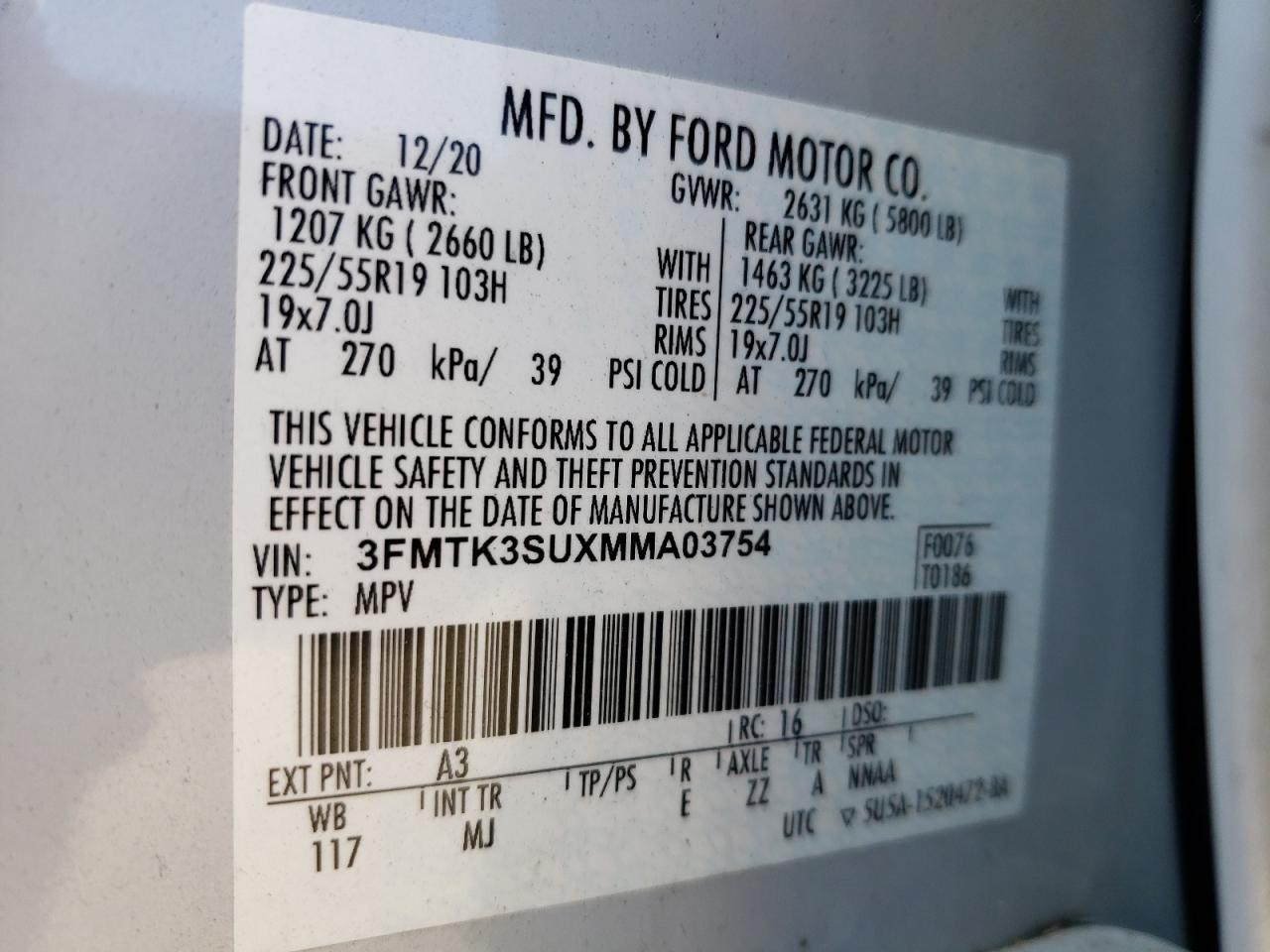 3FMTK3SUXMMA03754 2021 Ford Mustang Mach-E Premium