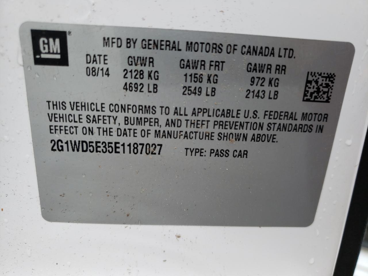 2G1WD5E35E1187027 2014 Chevrolet Impala Limited Police