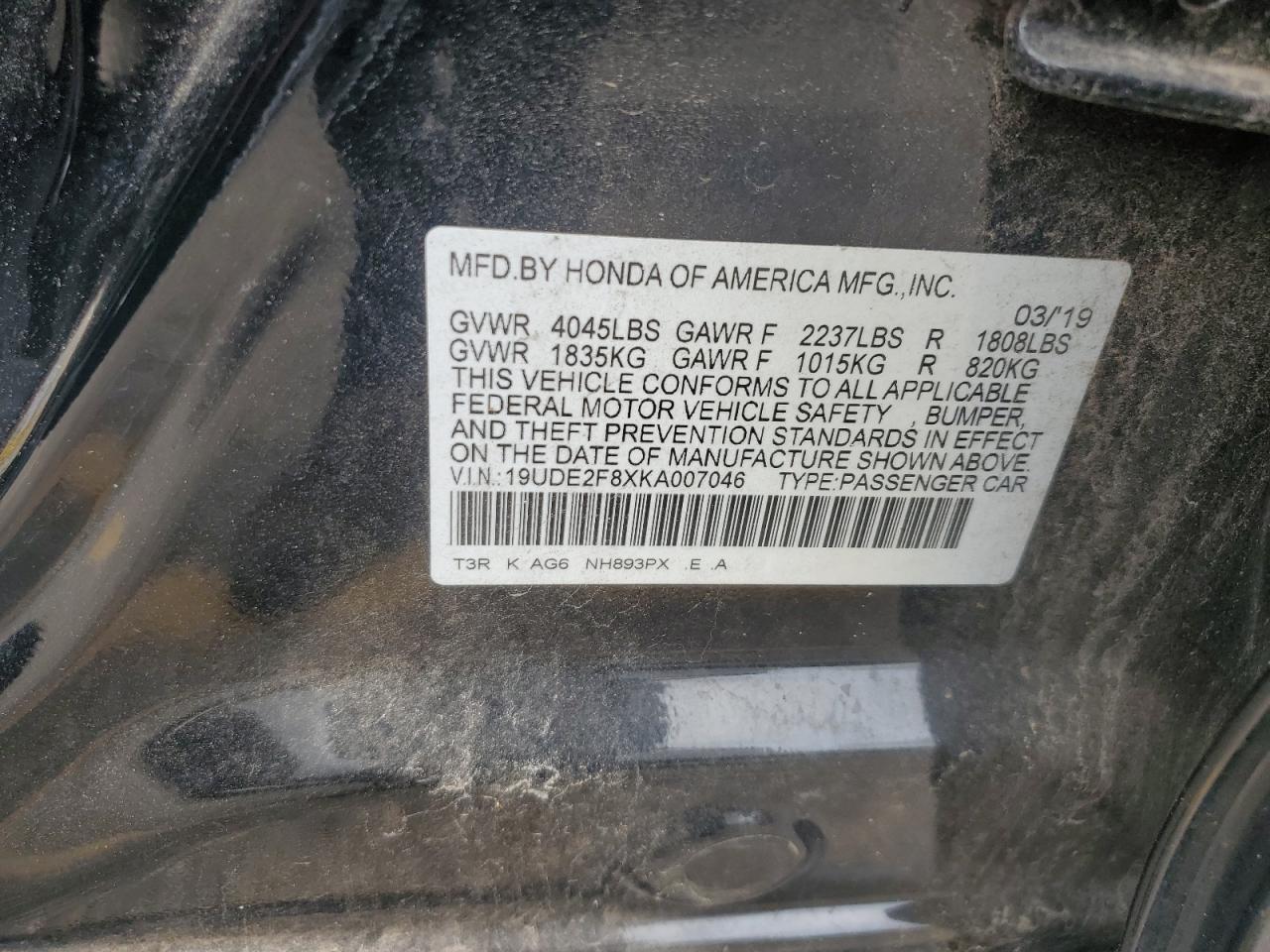 19UDE2F8XKA007046 2019 Acura Ilx Premium A-Spec