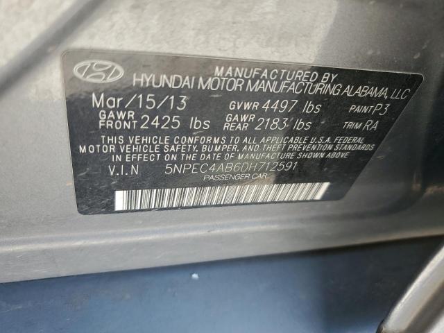 2013 Hyundai Sonata Se VIN: 5NPEC4AB6DH712591 Lot: 55365094