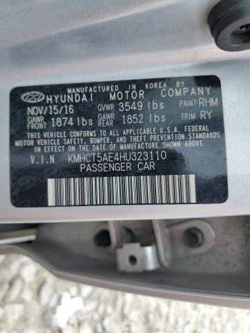 2017 Hyundai Accent Se VIN: KMHCT5AE4HU323110 Lot: 55316784