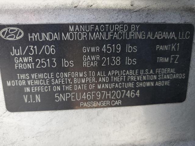 2007 Hyundai Sonata Se VIN: 5NPEU46F97H207464 Lot: 54037614