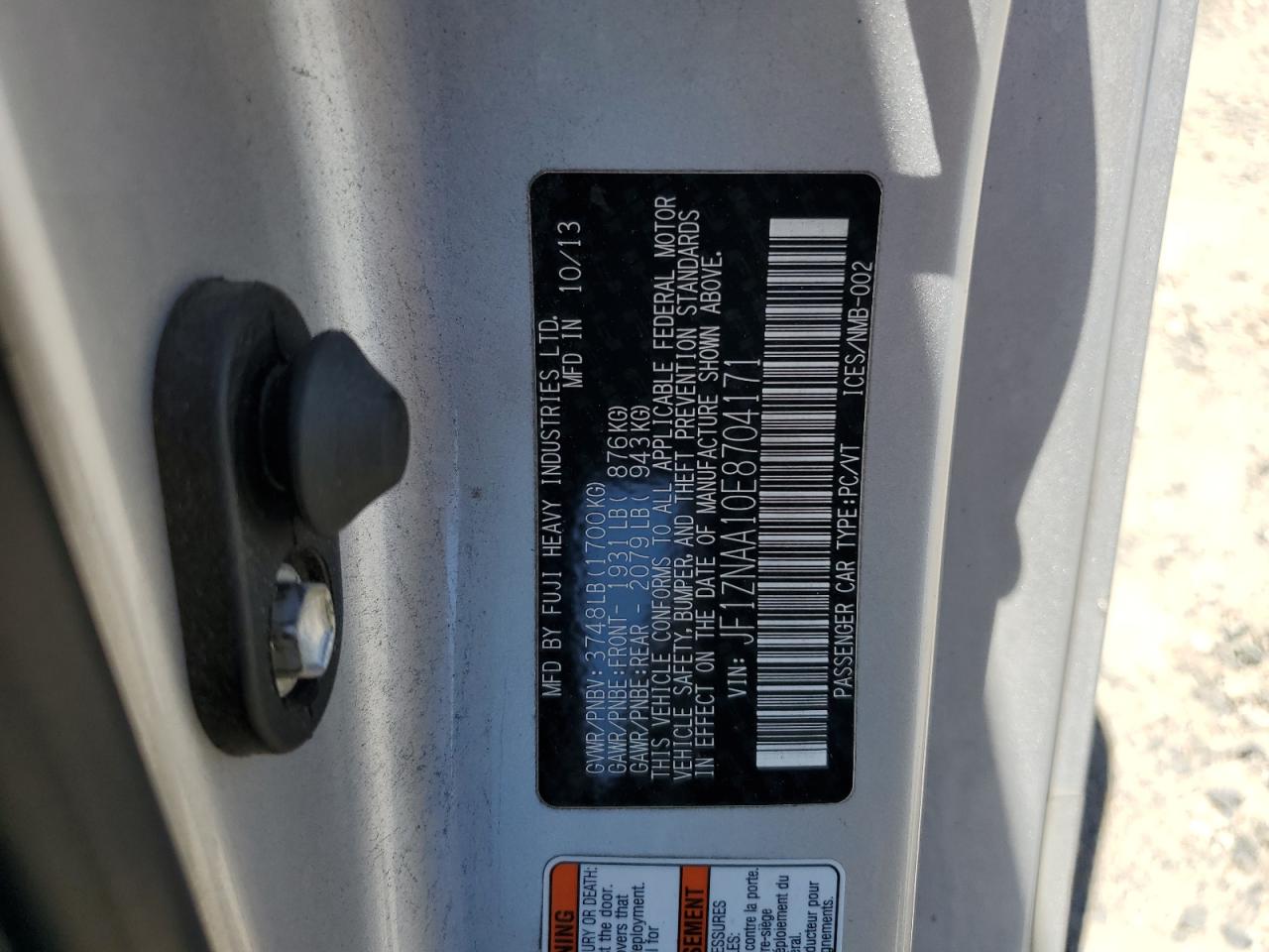 2014 Scion Fr-S vin: JF1ZNAA10E8704171