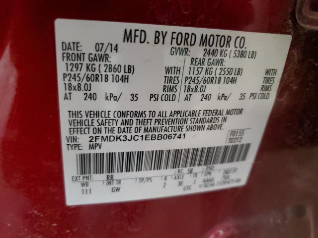 2014 Ford Edge Sel VIN: 2FMDK3JC1EBB06741 Lot: 55183904