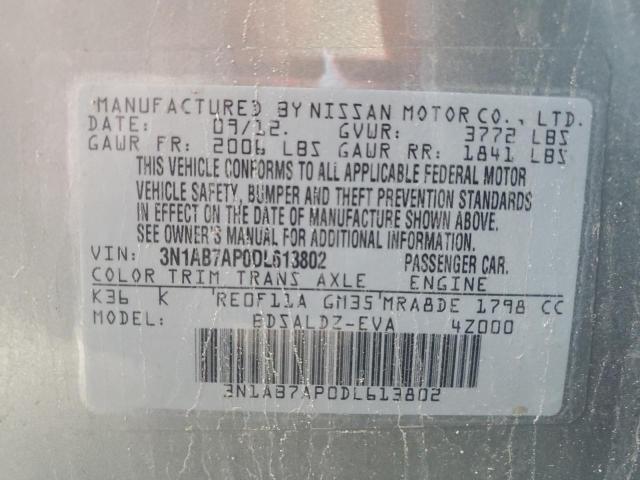 2013 Nissan Sentra S VIN: 3N1AB7AP0DL613802 Lot: 54185264