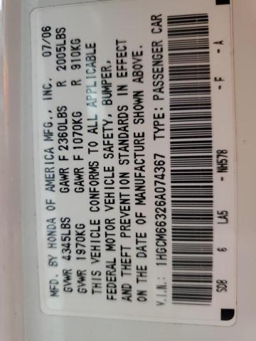 2006 Honda Accord Lx VIN: 1HGCM66326A074367 Lot: 55538424