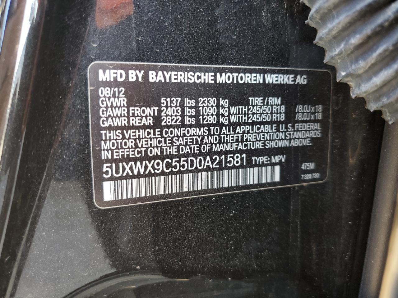 5UXWX9C55D0A21581 2013 BMW X3 xDrive28I