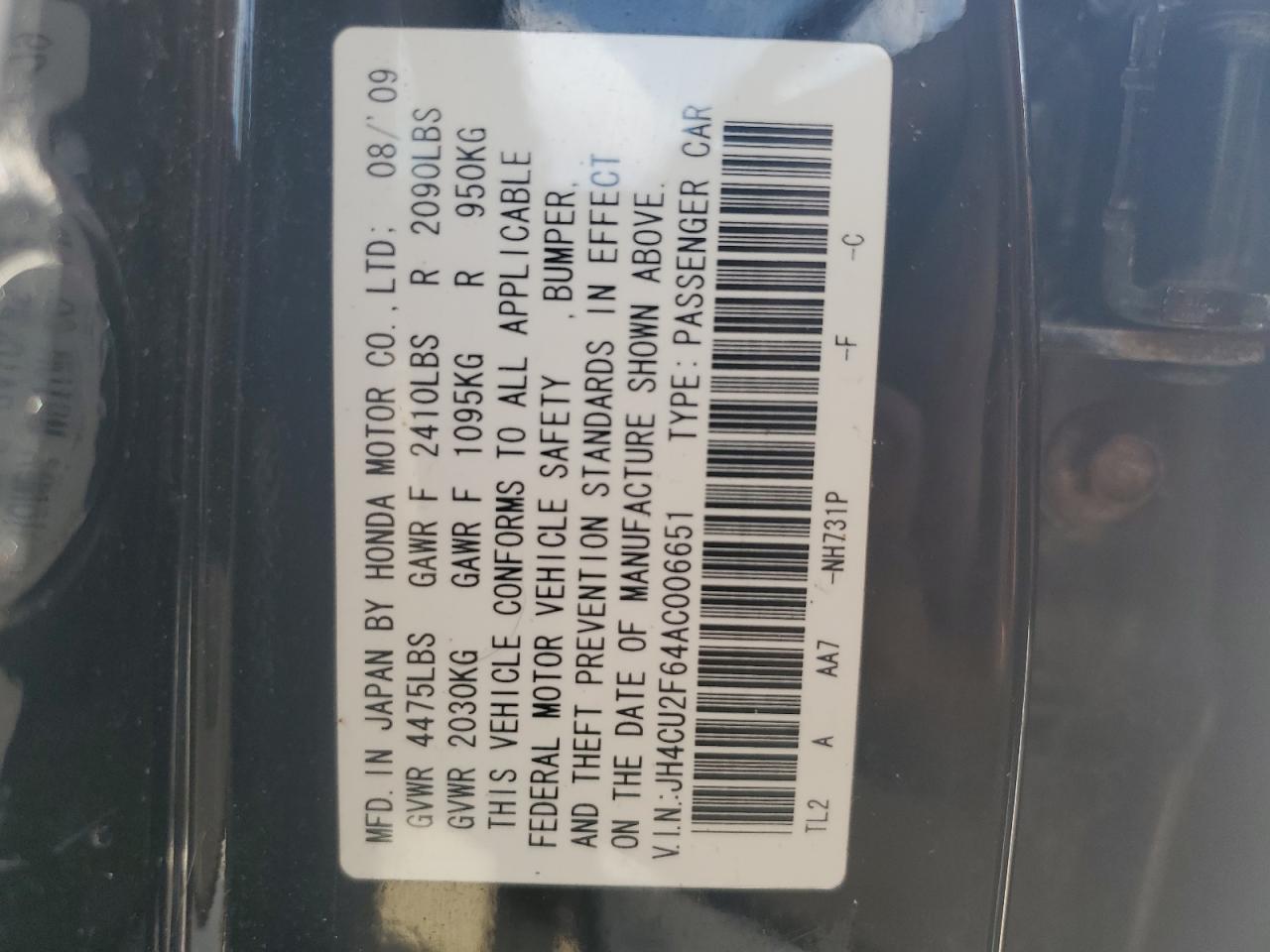 JH4CU2F64AC006651 2010 Acura Tsx