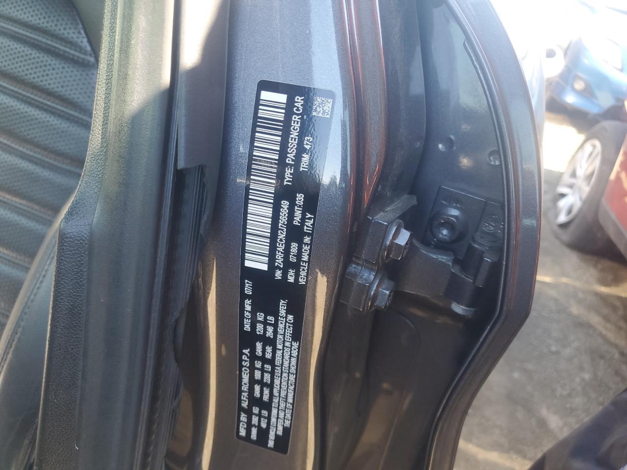 ZARFAECN2J7565649 2018 Alfa Romeo Giulia Ti