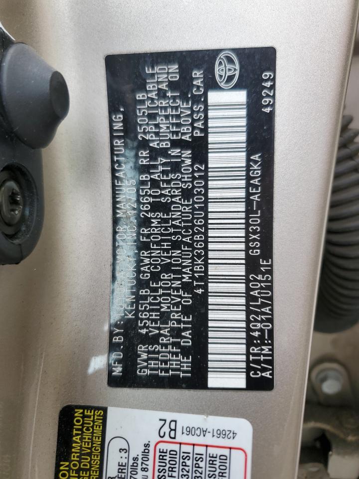 4T1BK36B26U103012 2006 Toyota Avalon Xl