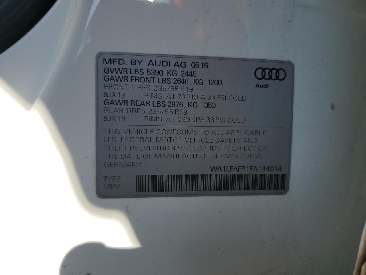 WA1LFAFP1FA144014 2015 Audi Q5 Premium Plus