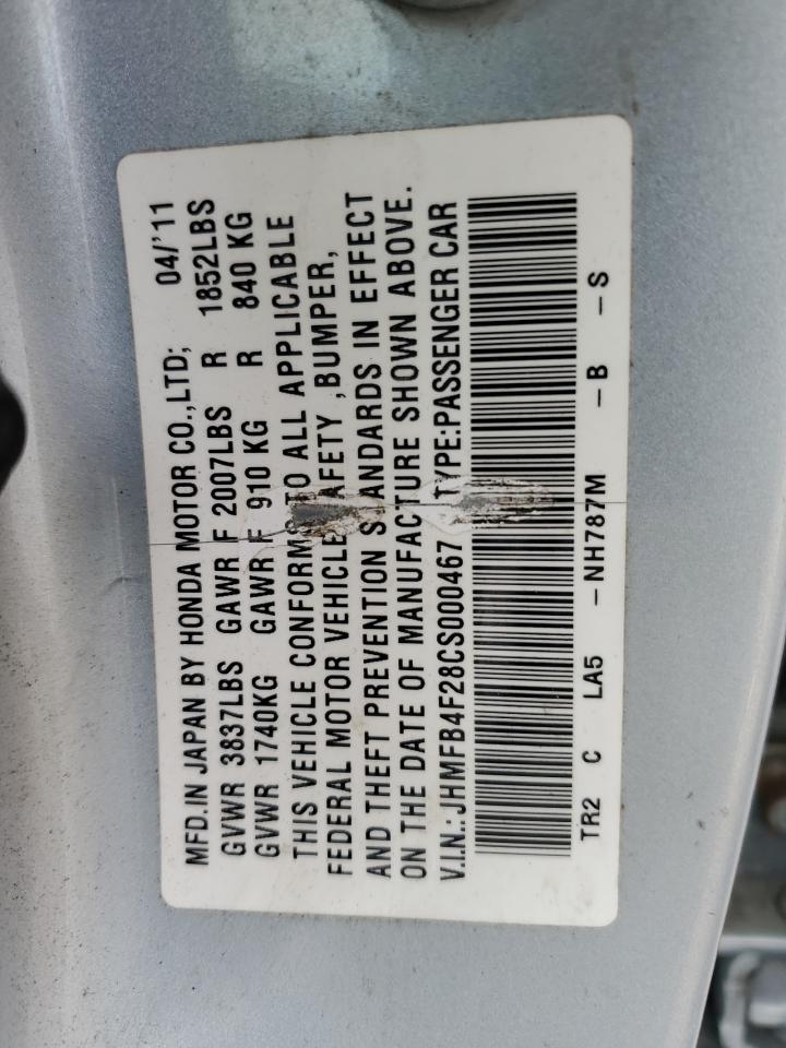 JHMFB4F28CS000467 2012 Honda Civic Hybrid