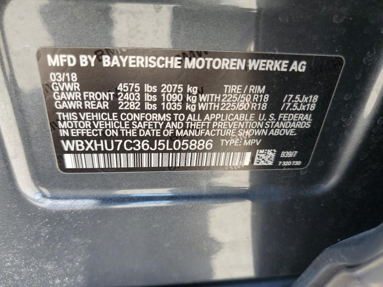 WBXHU7C36J5L05886 2018 BMW X1 Sdrive28I