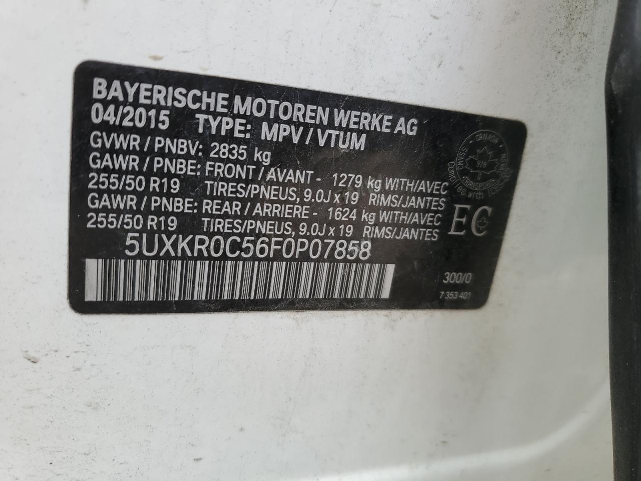 5UXKR0C56F0P07858 2015 BMW X5 xDrive35I