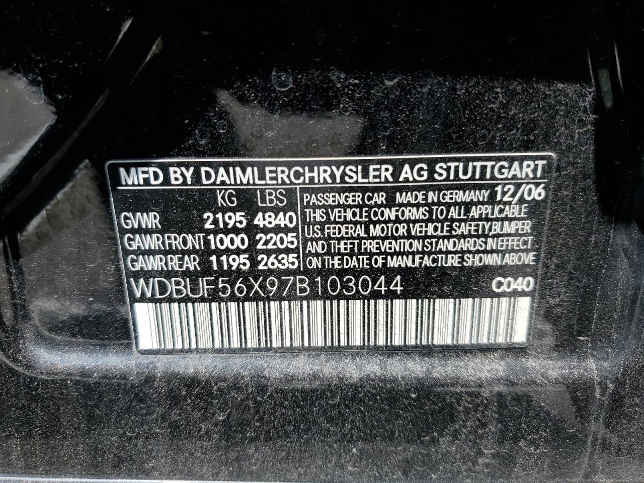 WDBUF56X97B103044 2007 Mercedes-Benz E 350