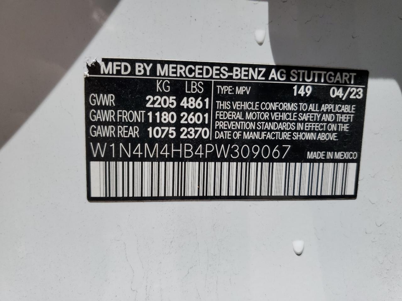 W1N4M4HB4PW309067 2023 Mercedes-Benz Glb 250 4Matic