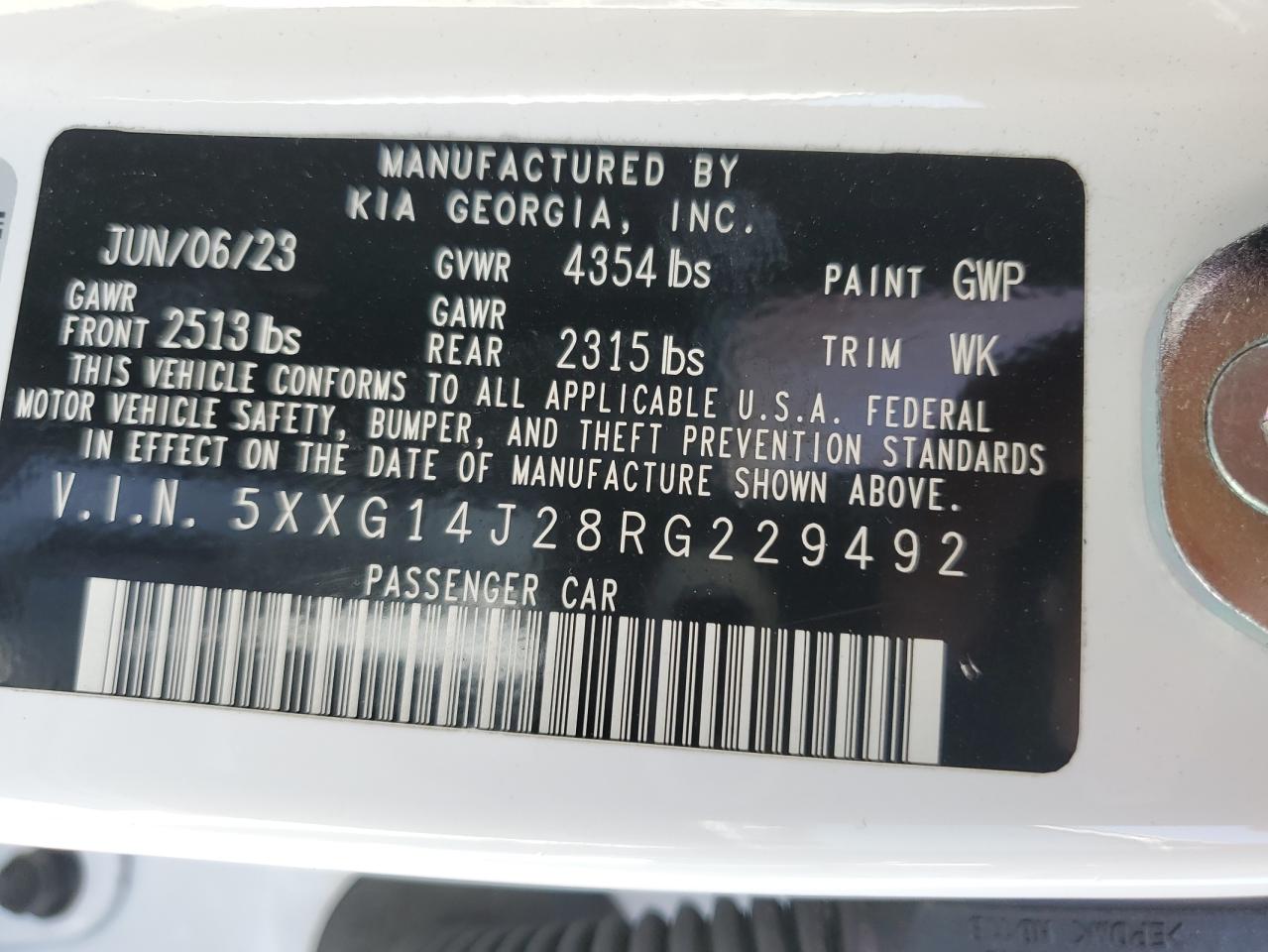 5XXG14J28RG229492 2024 Kia K5 Lxs