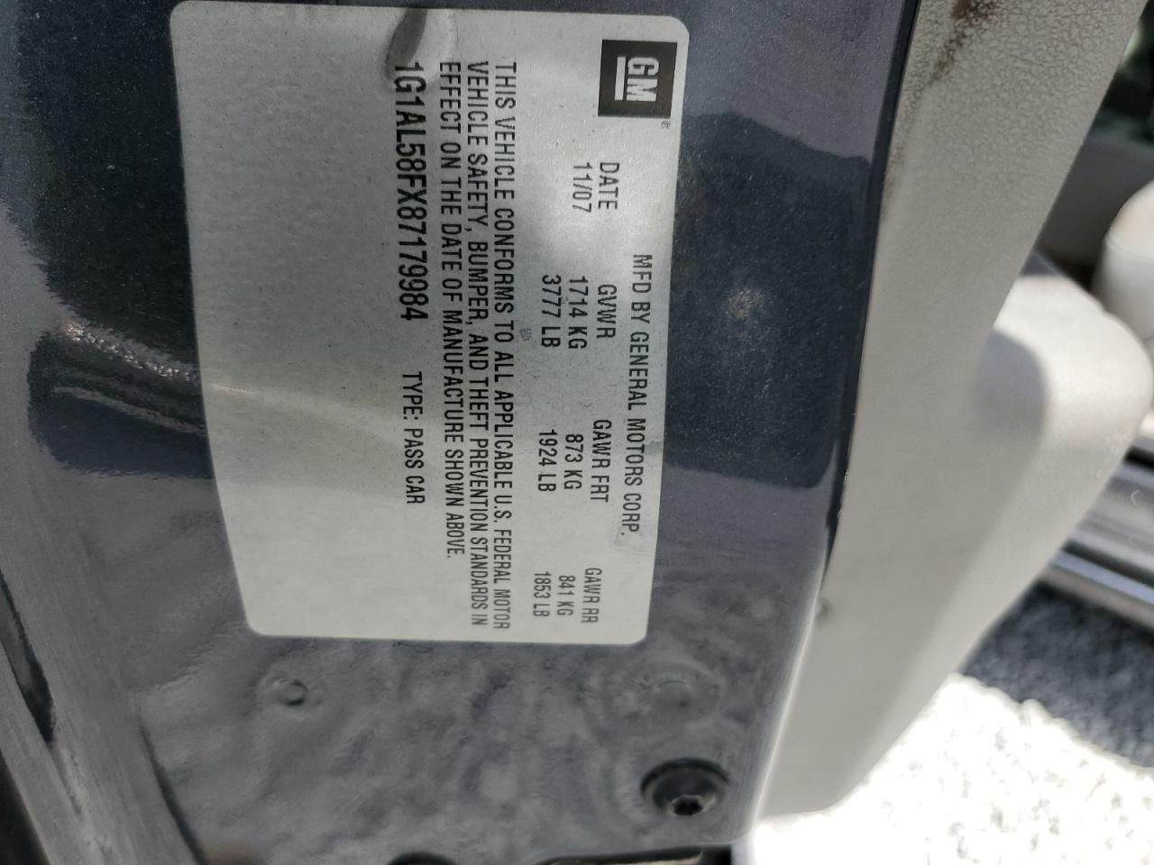 1G1AL58FX87179984 2008 Chevrolet Cobalt Lt