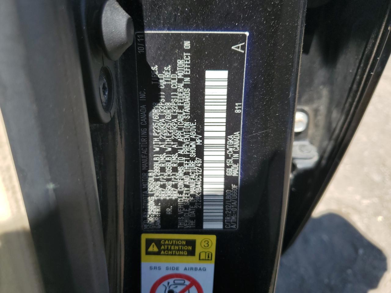 2T2BK1BA4CC127497 2012 Lexus Rx 350