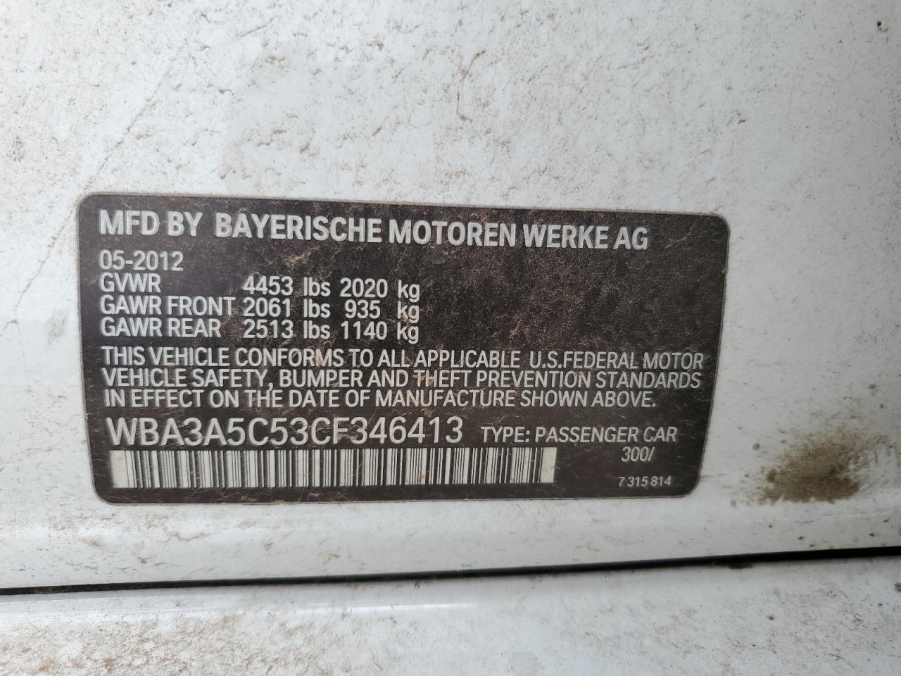 WBA3A5C53CF346413 2012 BMW 328 I