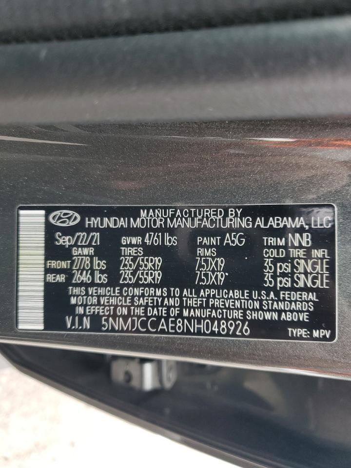 5NMJCCAE8NH048926 2022 Hyundai Tucson Sel