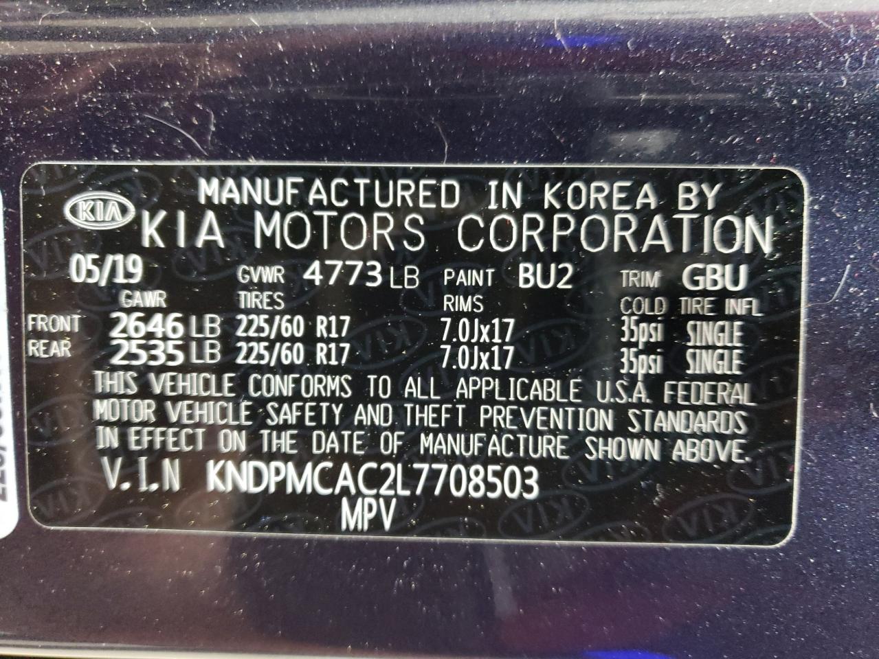 KNDPMCAC2L7708503 2020 Kia Sportage Lx