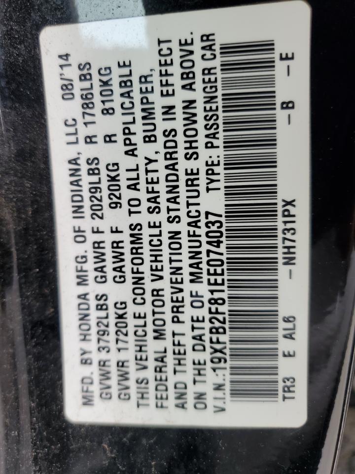 19XFB2F81EE074037 2014 Honda Civic Ex