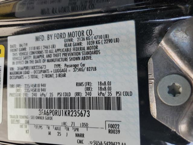 3FA6P0RU1KR235673 2019 FORD FUSION - Image 12