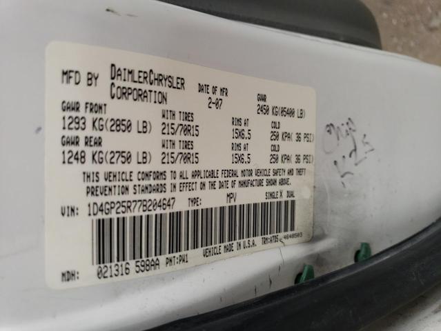 2007 Dodge Caravan Se VIN: 1D4GP25R77B204647 Lot: 57027124