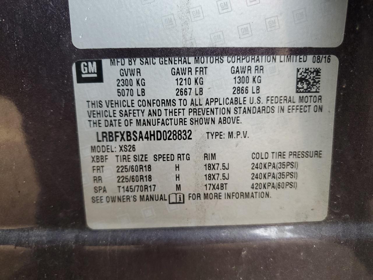 LRBFXBSA4HD028832 2017 Buick Envision Essence