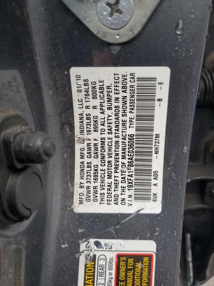 19XFA1F86AE036066 2010 Honda Civic Ex