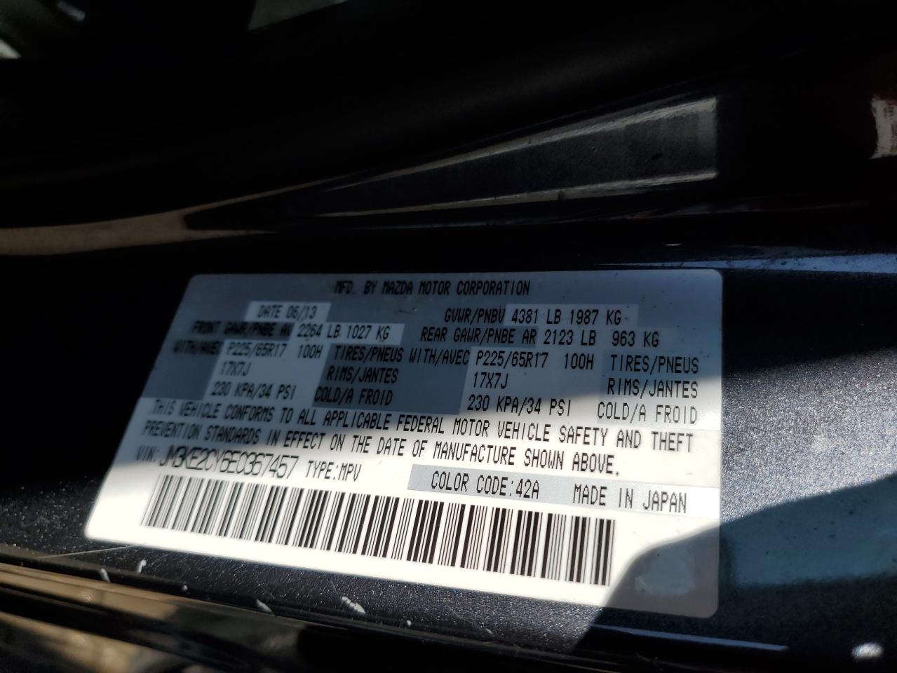 JM3KE2CY6E0367457 2014 Mazda Cx-5 Touring