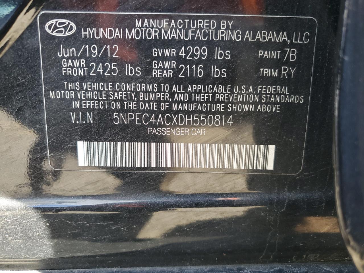 5NPEC4ACXDH550814 2013 Hyundai Sonata Se