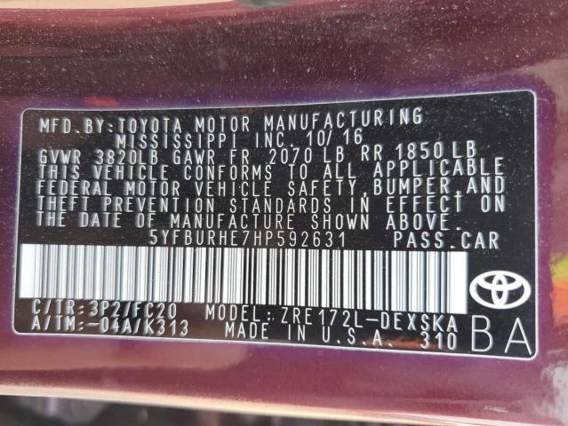 2017 TOYOTA COROLLA L - 5YFBURHE7HP592631