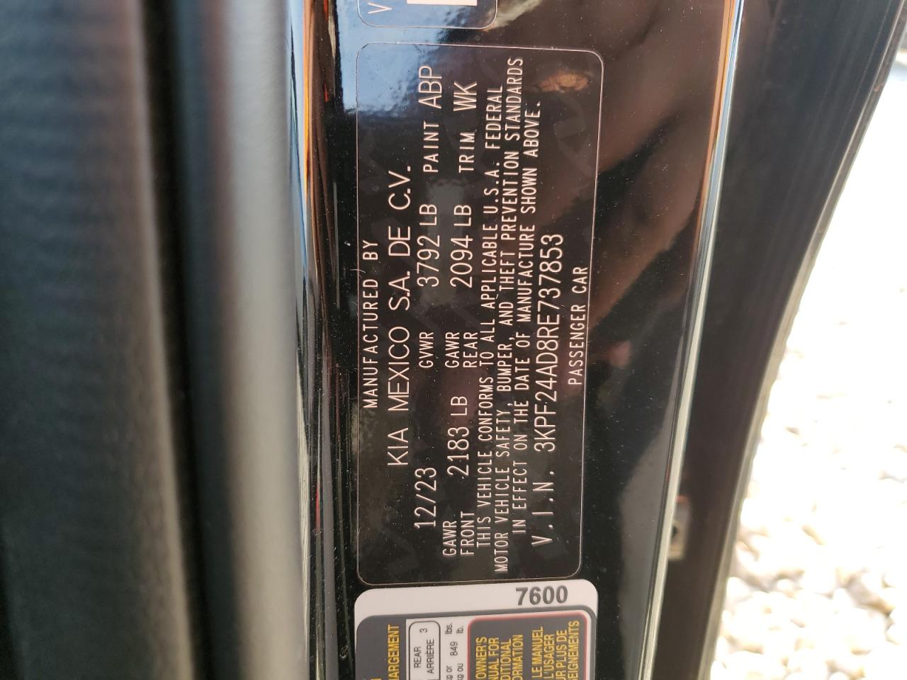 3KPF24AD8RE737853 2024 Kia Forte Lx