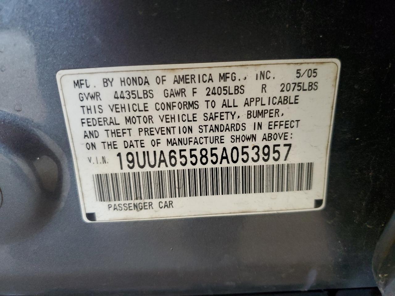 19UUA65585A053957 2005 Acura Tl