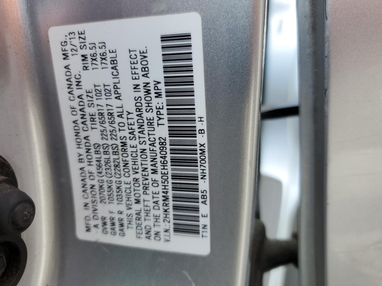 2HKRM4H50EH640982 2014 Honda Cr-V Ex