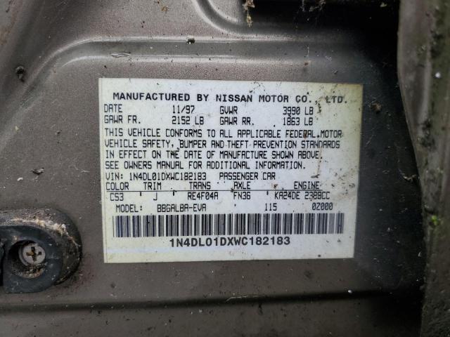 1998 Nissan Altima Xe VIN: 1N4DL01DXWC182183 Lot: 55171404