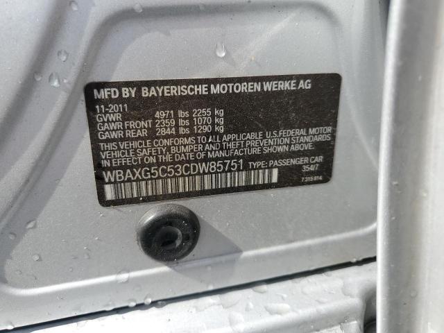 2012 BMW 528 I VIN: WBAXG5C53CDW85751 Lot: 53381734