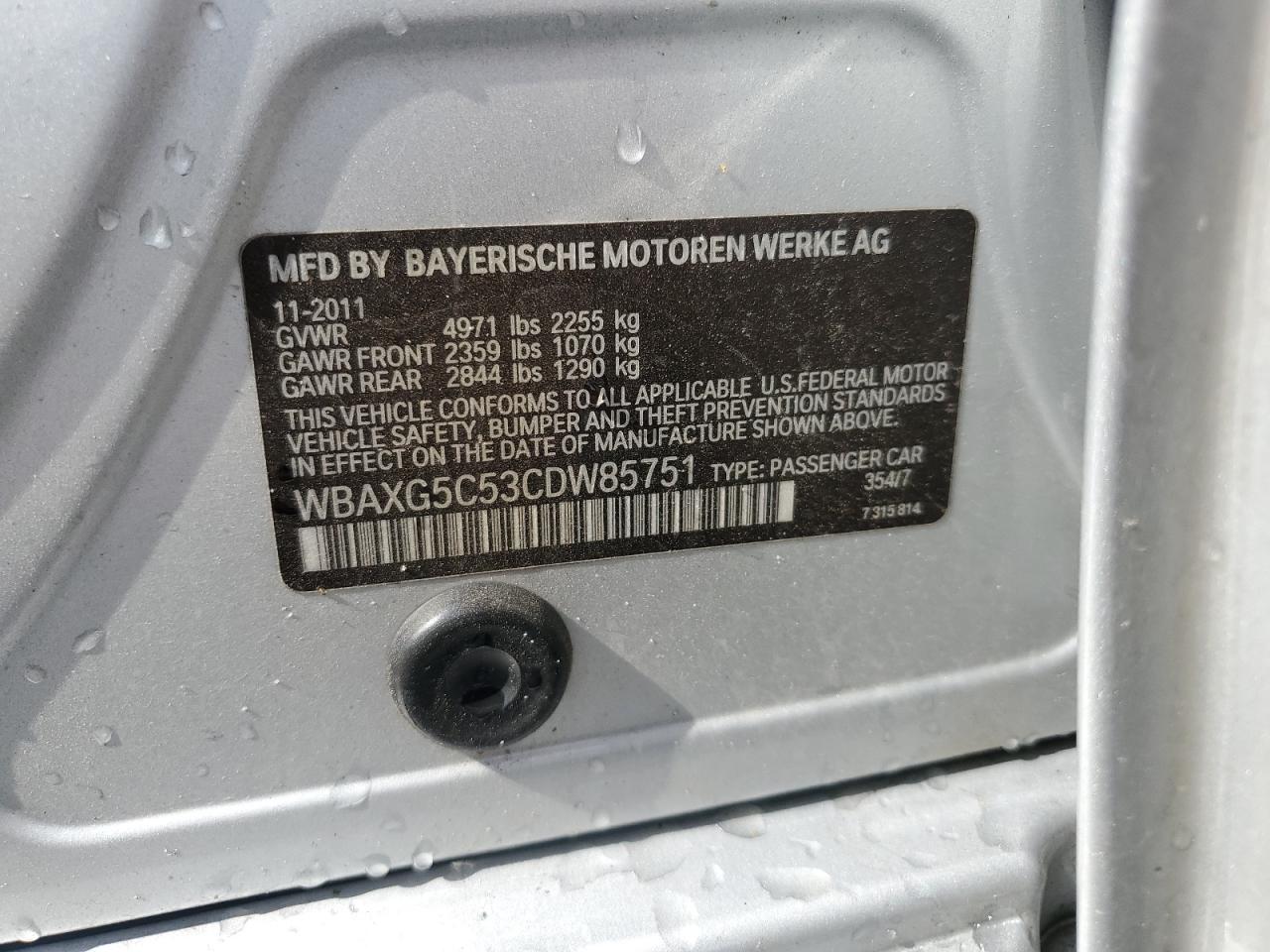 WBAXG5C53CDW85751 2012 BMW 528 I