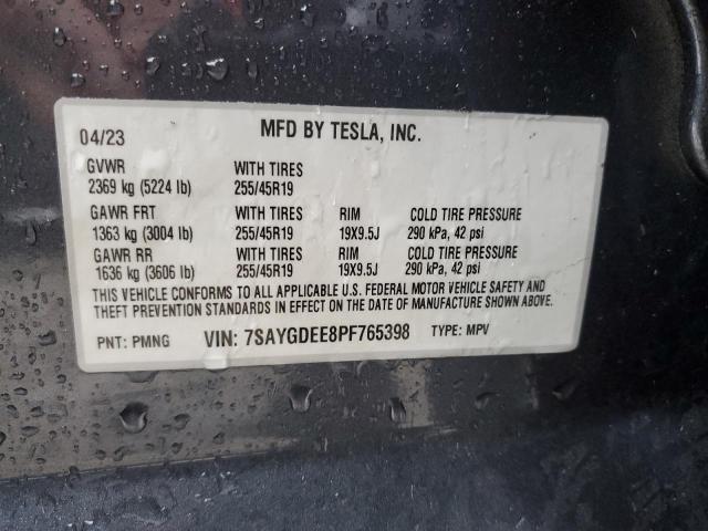 2023 Tesla Model Y VIN: 7SAYGDEE8PF765398 Lot: 54871954