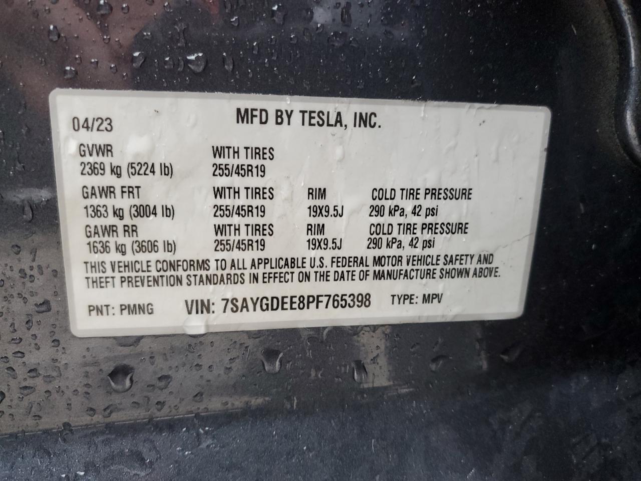 7SAYGDEE8PF765398 2023 Tesla Model Y