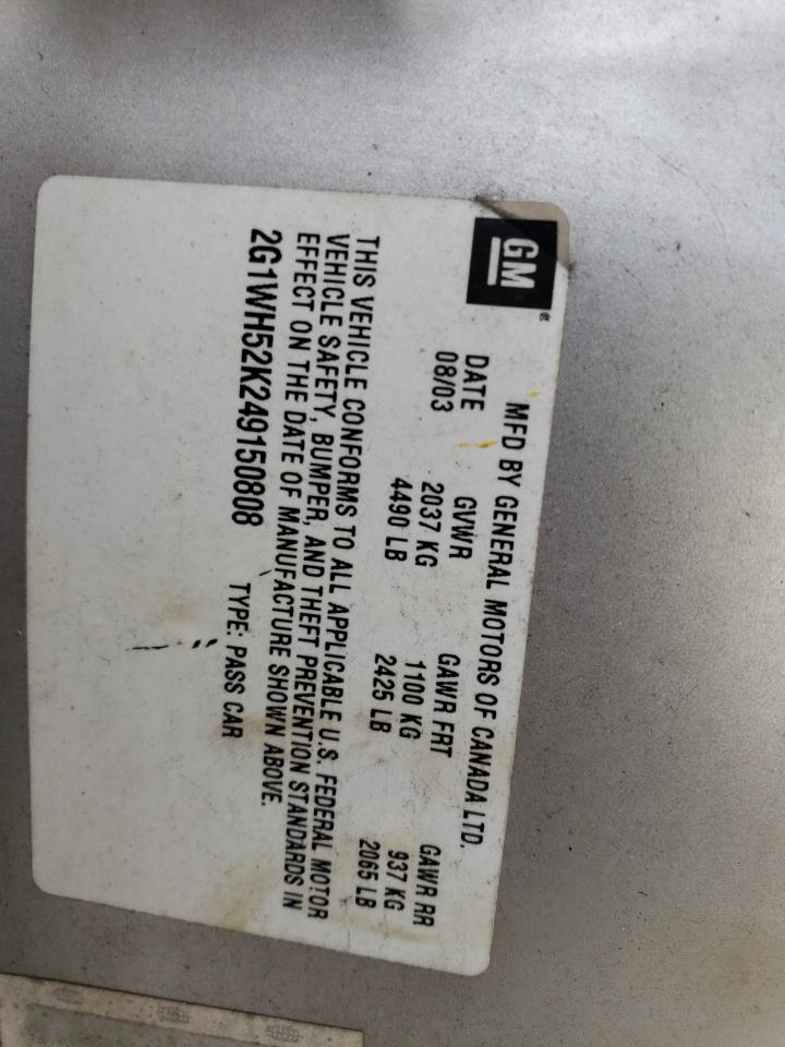 2G1WH52K249150808 2004 Chevrolet Impala Ls