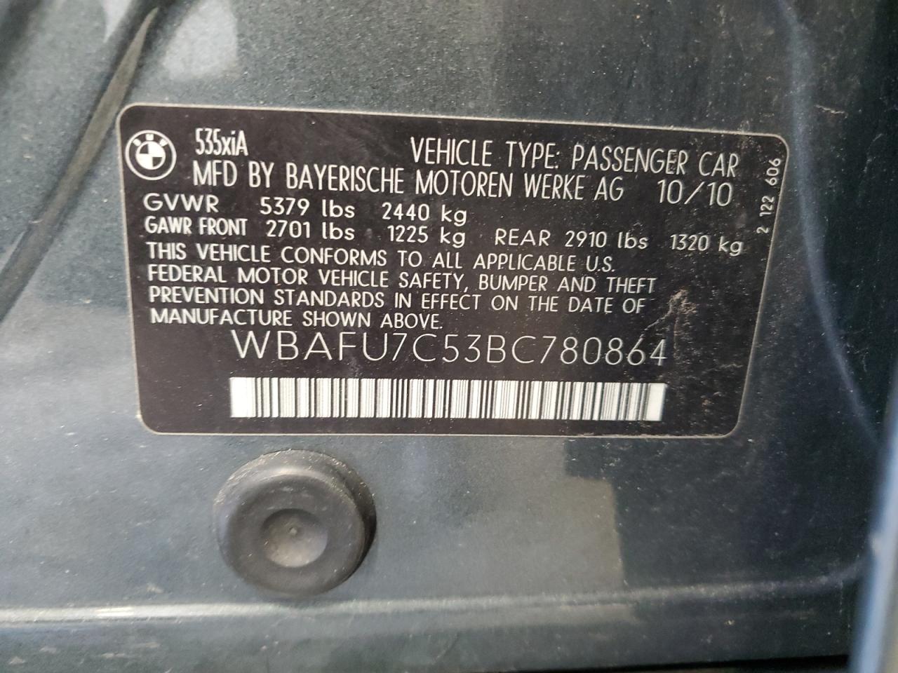 WBAFU7C53BC780864 2011 BMW 535 Xi