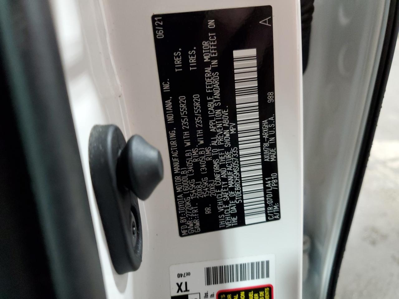 5TDEBRCH5MS057335 2021 Toyota Highlander Hybrid Platinum